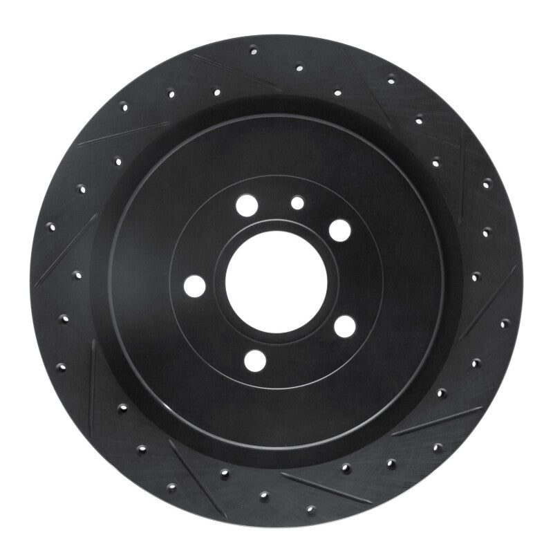 R1 Concepts R1 13-14 Ford Mustang Rear Right Drilled & Slotted Black Brake Rotor