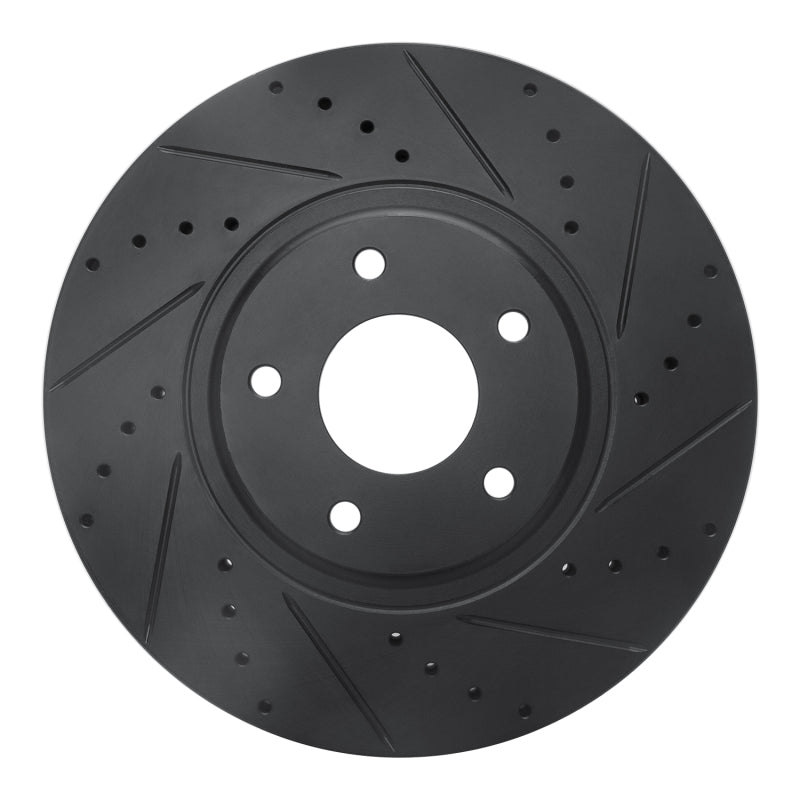 R1 Concepts R1 03-05 Nissan Maxima Front Right Drilled & Slotted Black Brake Rotor