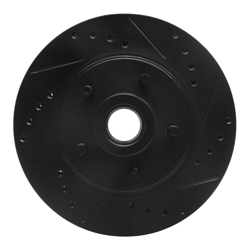 R1 Concepts R1 87-92 Lincoln Continental Front Right Drilled & Slotted Black Brake Rotor