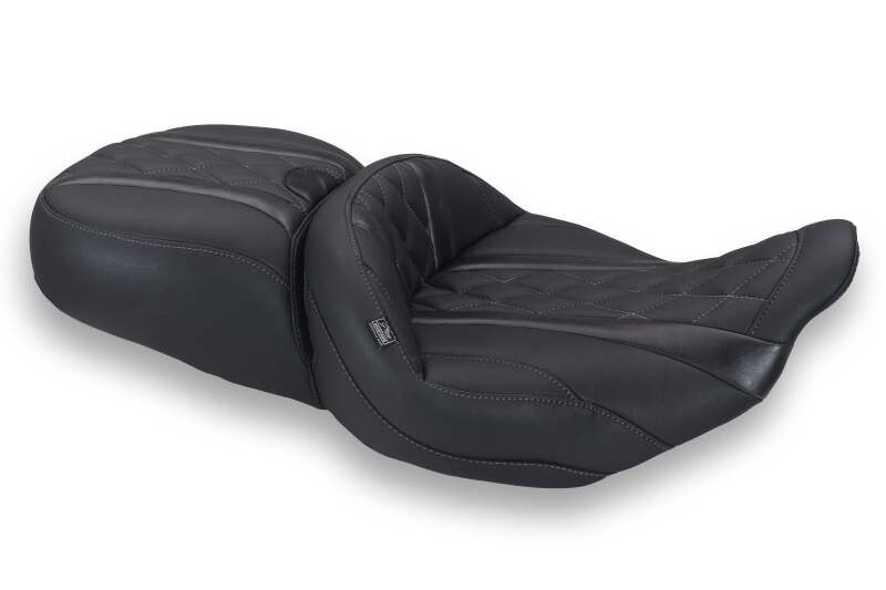 Mustang Motorcycle Mustang 23-26 Harley CVO Road Glide, Street Glide, Deluxe Diamond ST 1pc 2Up Blk w/ GM Gray Thread