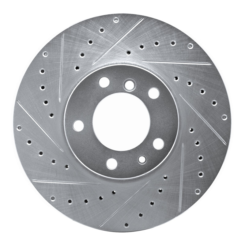 R1 Concepts R1 91-01 BMW 850CI Front Left Drilled & Slotted Silver Brake Rotor