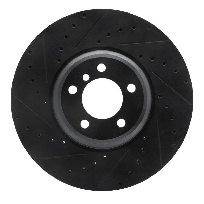 R1 Concepts R1 2007-2008 BMW ALPINA B7 Front Left Drilled & Slotted Black Brake Rotor