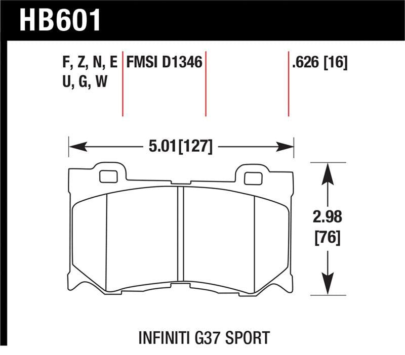 Hawk Performance Hawk 09-12 Infiniti G37 Sport HPS Street Front Brake Pads