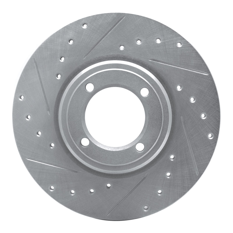 R1 Concepts R1 69-89 Peugeot 504 Front Left Drilled & Slotted Silver Brake Rotor