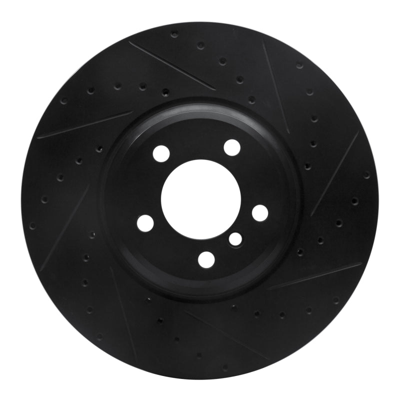 R1 Concepts R1 2007-2008 BMW ALPINA B7 Front Right Drilled & Slotted Black Brake Rotor
