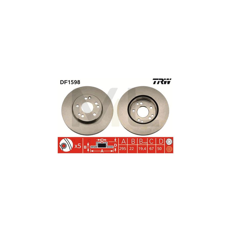 TRW DF1598 Brake Disc Vented, Painted | Performance Parts Direct Car Parts