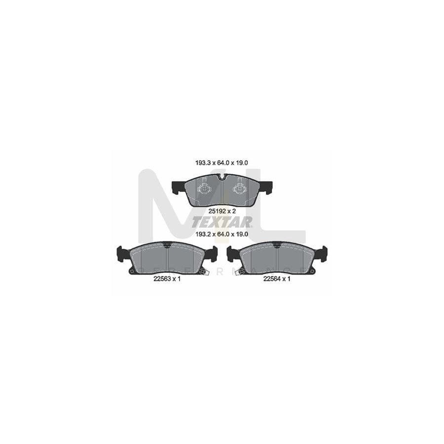 TEXTAR 2519209 Brake pad set for JEEP Grand Cherokee IV (WK, WK2) with acoustic wear warning