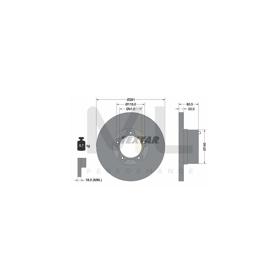 TEXTAR 92031500 Brake Disc Solid, without wheel hub | Performance Parts Direct Car Parts