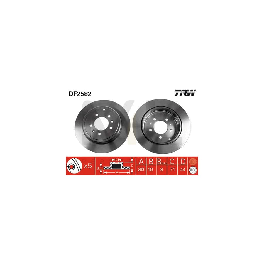 TRW DF2582 Brake Disc for PEUGEOT 605 Saloon Solid, Painted, with bolts/screws | Performance Parts Direct Car Parts