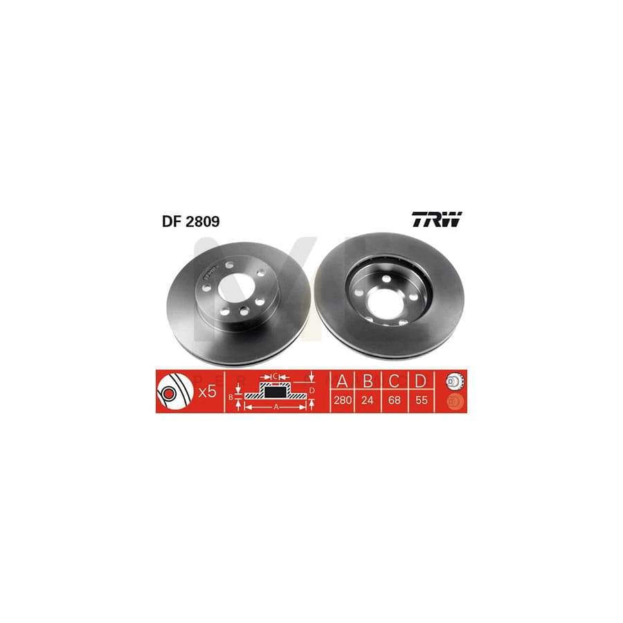 TRW DF2809 Brake Disc Vented, Painted | Performance Parts Direct Car Parts