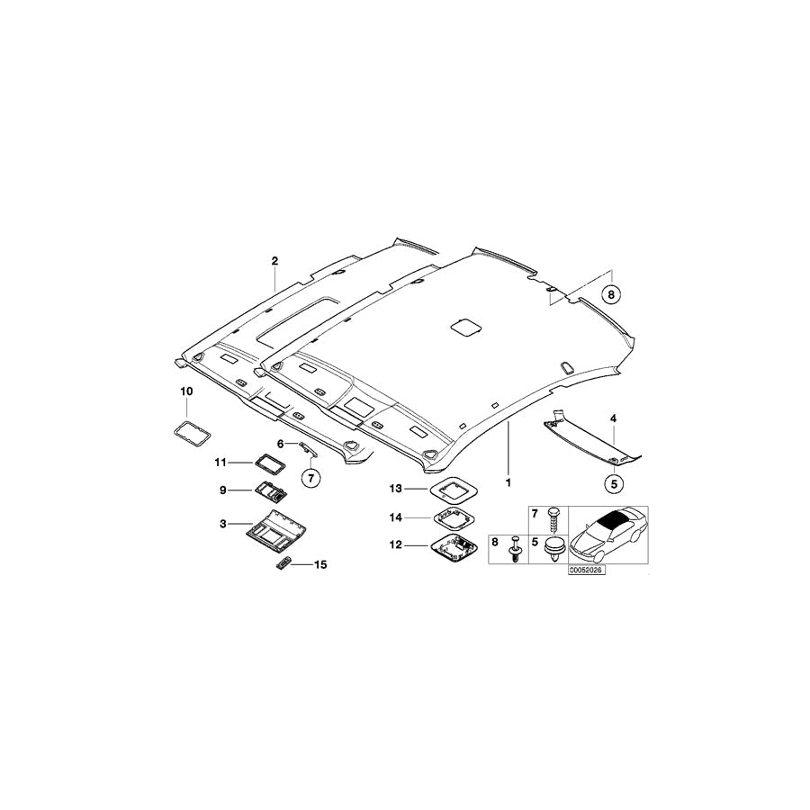 Genuine BMW 51448222660 E46 Headliner Its HELLGRAU (Inc. 328Ci, 330Cd & M3) |