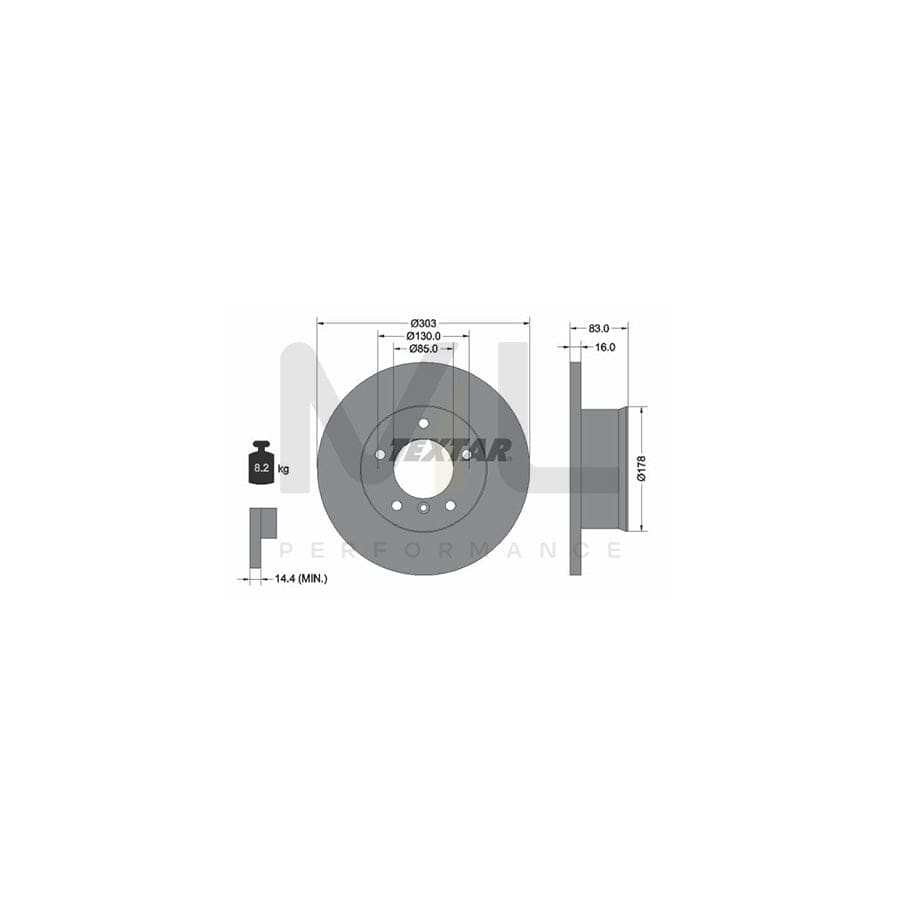 TEXTAR 92020300 Brake Disc Solid, without wheel hub, without wheel studs | Performance Parts Direct Car Parts