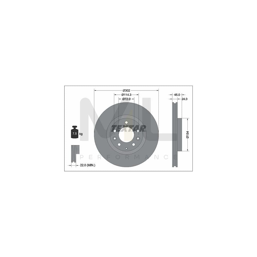 TEXTAR PRO 92261503 Brake Disc for MAZDA RX-8 (SE, FE) Internally Vented, Coated, without wheel hub, without wheel studs | Performance Parts Direct Car Parts