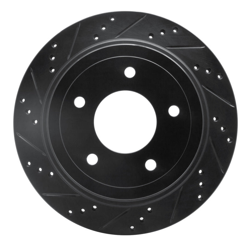 R1 Concepts R1 04-06 Ford Econoline Rear Left Drilled & Slotted Black Brake Rotor
