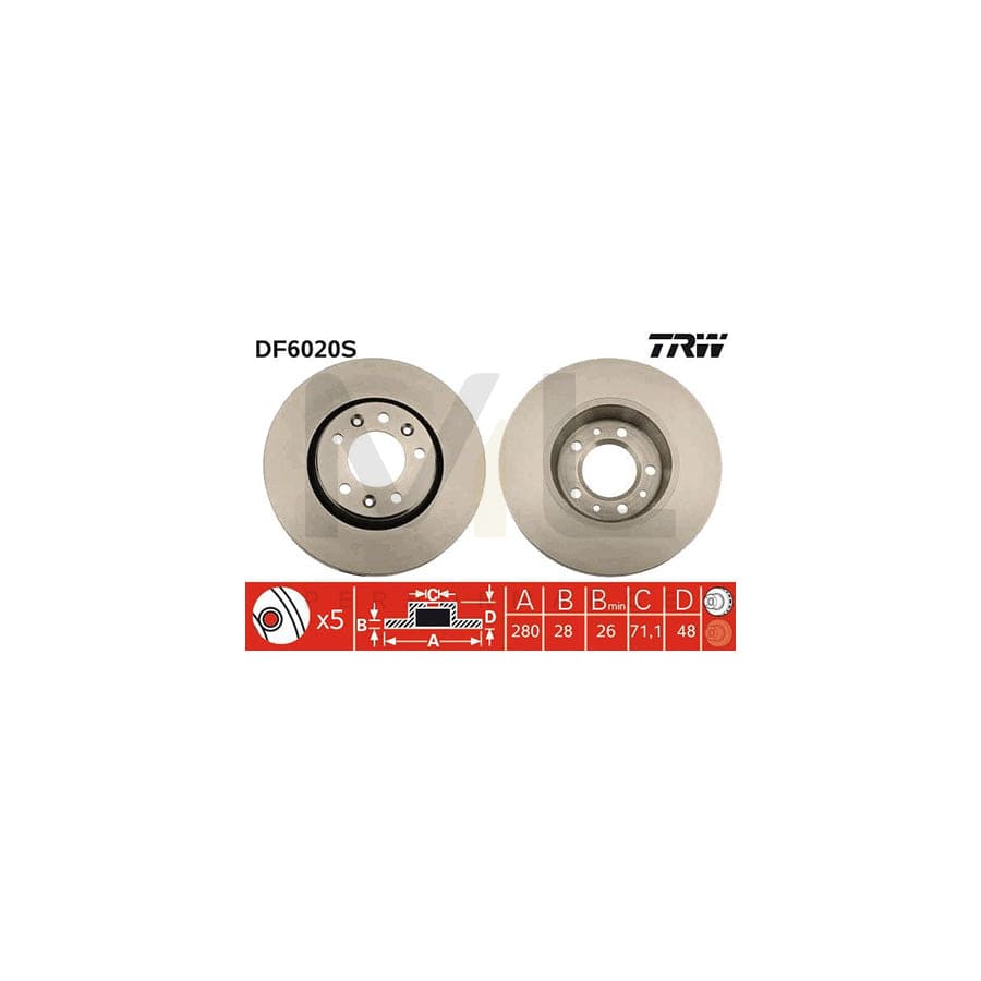 TRW DF6020S Brake Disc Vented | Performance Parts Direct Car Parts