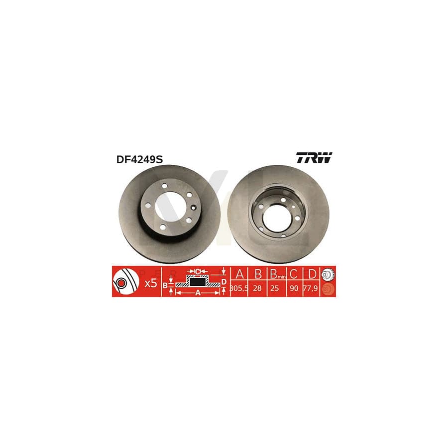 TRW DF4249S Brake Disc Vented, Painted | Performance Parts Direct Car Parts