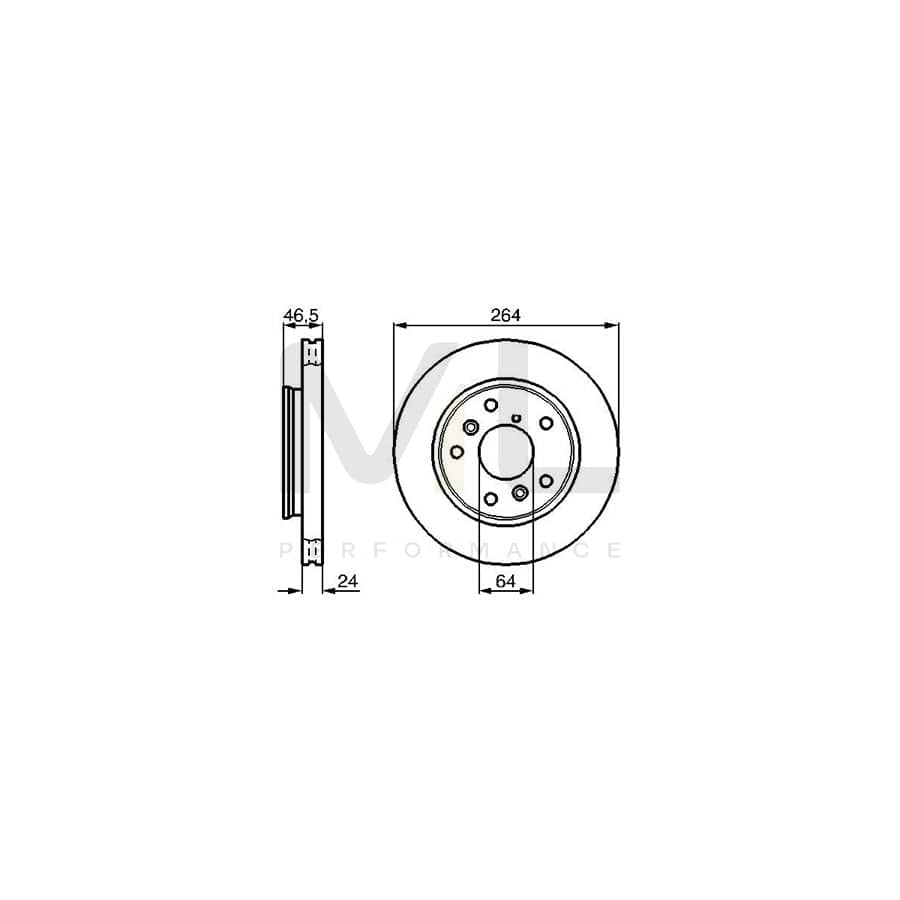 BOSCH 0 986 478 523 Brake Disc Internally Vented, Vented, Oiled | Performance Parts Direct Car Parts
