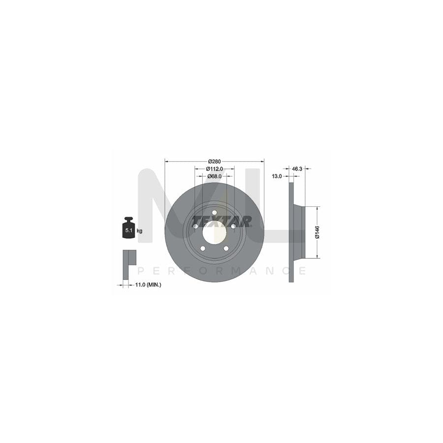 TEXTAR 92071600 Brake Disc for AUDI A4 Solid, without wheel hub, without wheel studs | Performance Parts Direct Car Parts