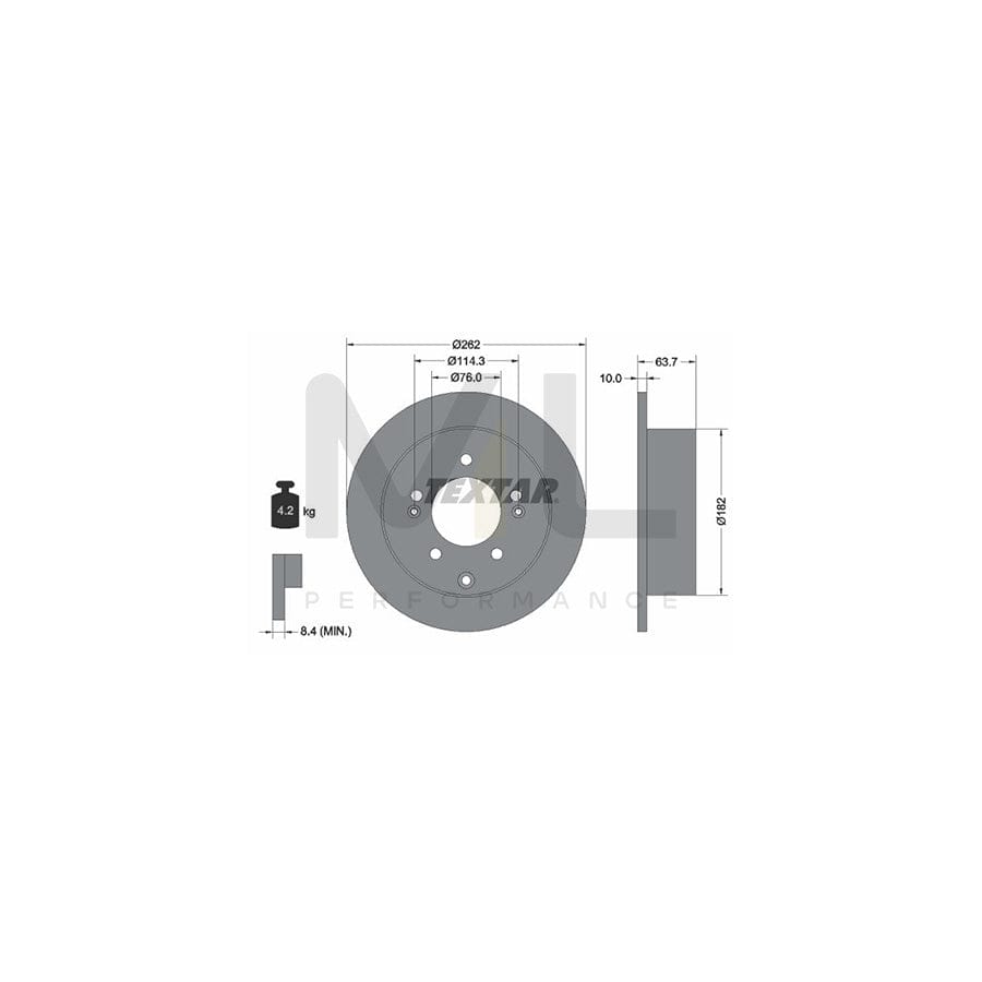 TEXTAR PRO 92226003 Brake Disc Solid, Coated, without wheel hub, without wheel studs | Performance Parts Direct Car Parts