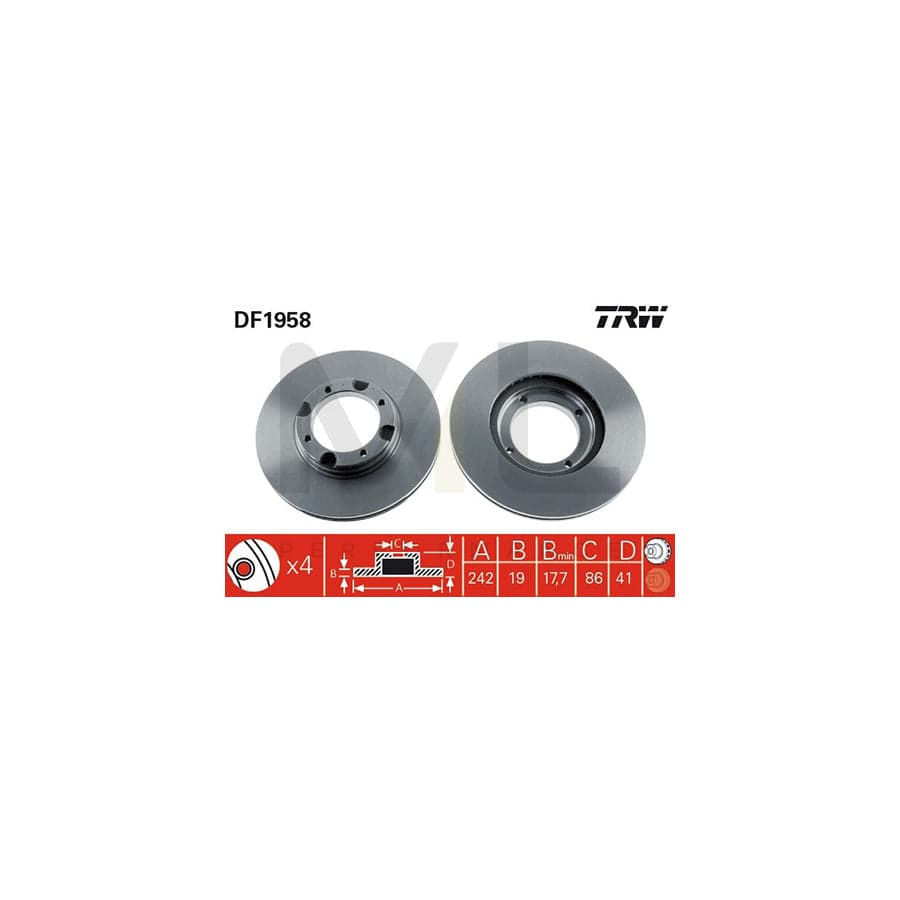 TRW DF1958 Brake Disc Vented, Painted | Performance Parts Direct Car Parts