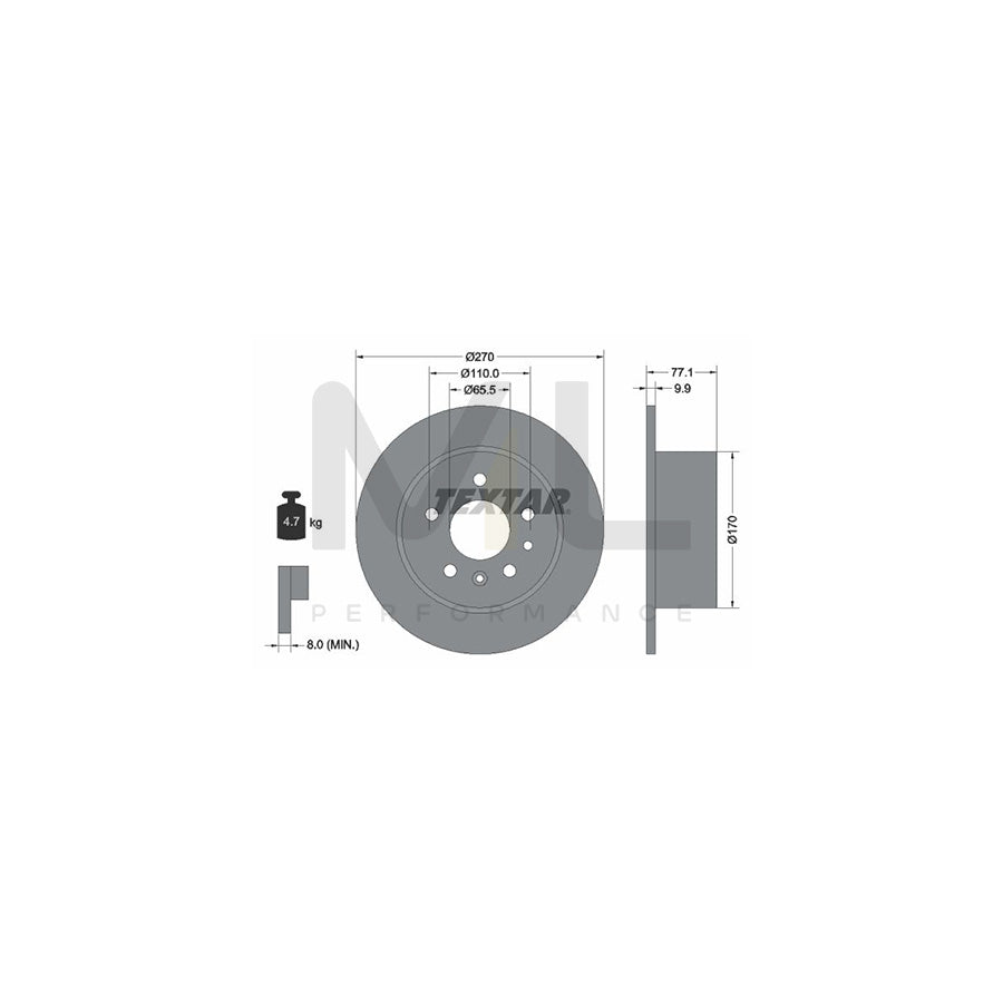 TEXTAR 92066300 Brake Disc Solid, without wheel hub, without wheel studs | Performance Parts Direct Car Parts