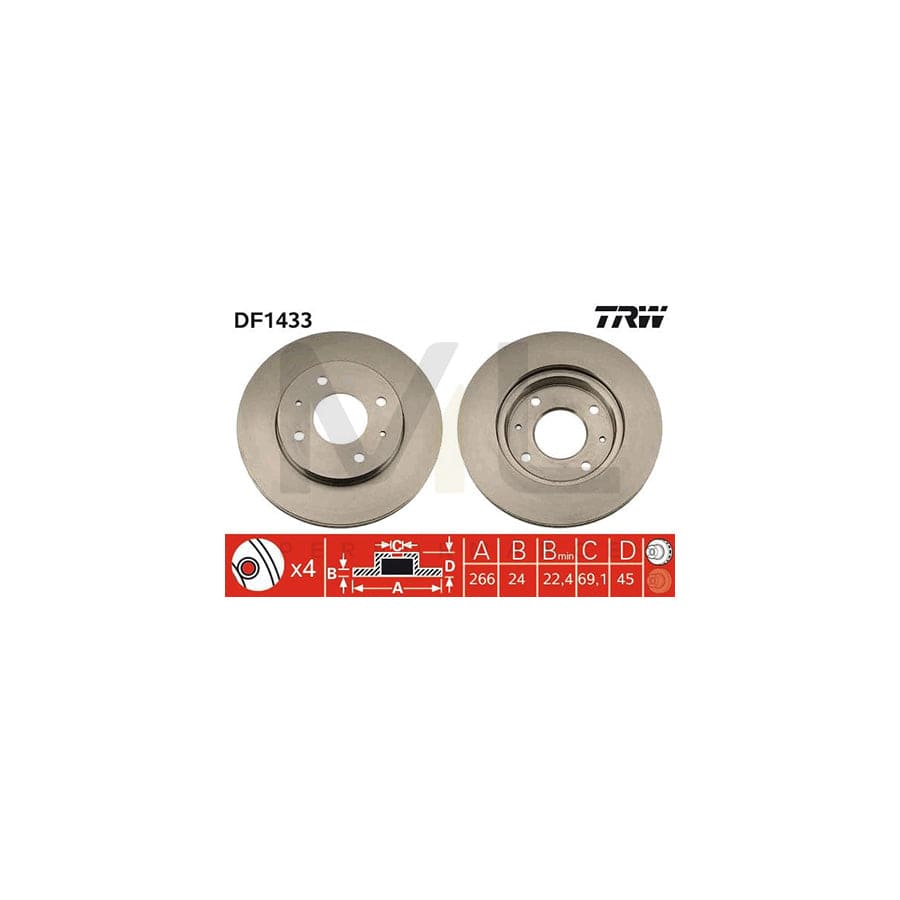 TRW DF1433 Brake Disc Vented | Performance Parts Direct Car Parts