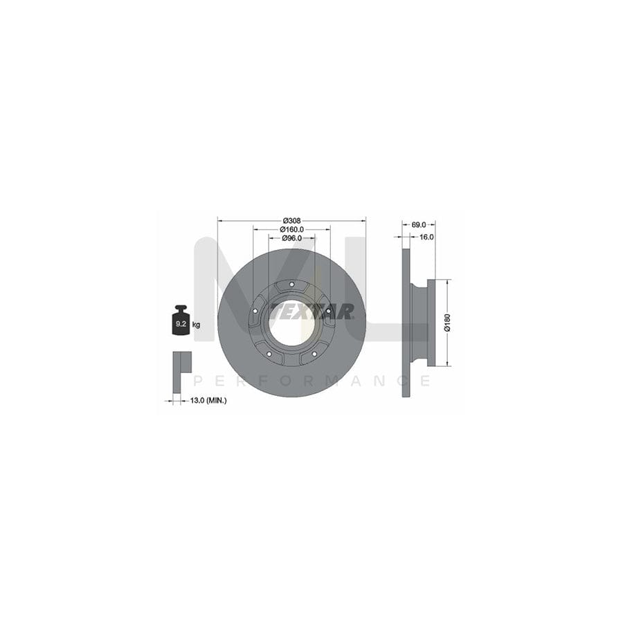 TEXTAR 92292603 Brake Disc Solid, Coated, with ABS sensor ring, without wheel hub, without wheel studs | Performance Parts Direct Car Parts