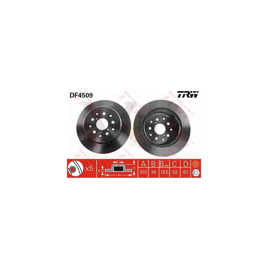 TRW DF4509 Brake Disc Solid, Painted | Performance Parts Direct Car Parts