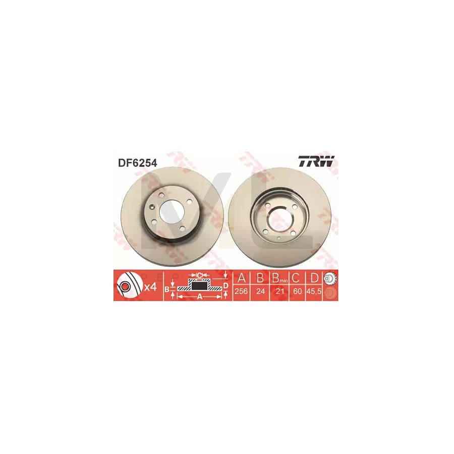 TRW DF6254 Brake Disc Vented, Painted | Performance Parts Direct Car Parts