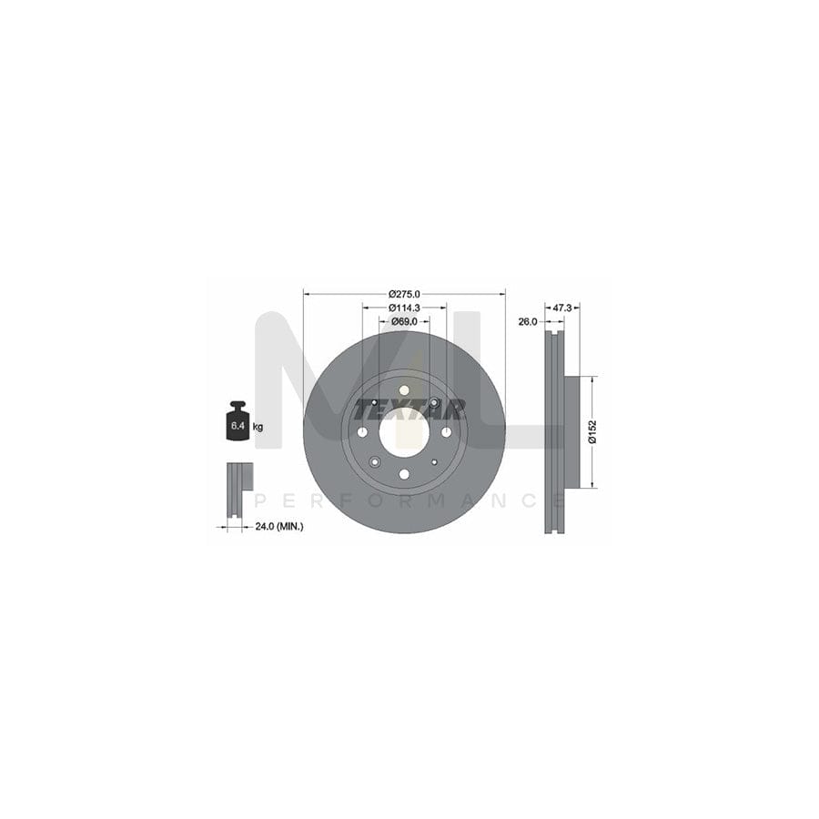 TEXTAR 92136700 Brake Disc for KIA CERATO Internally Vented, without wheel hub, without wheel studs | Performance Parts Direct Car Parts