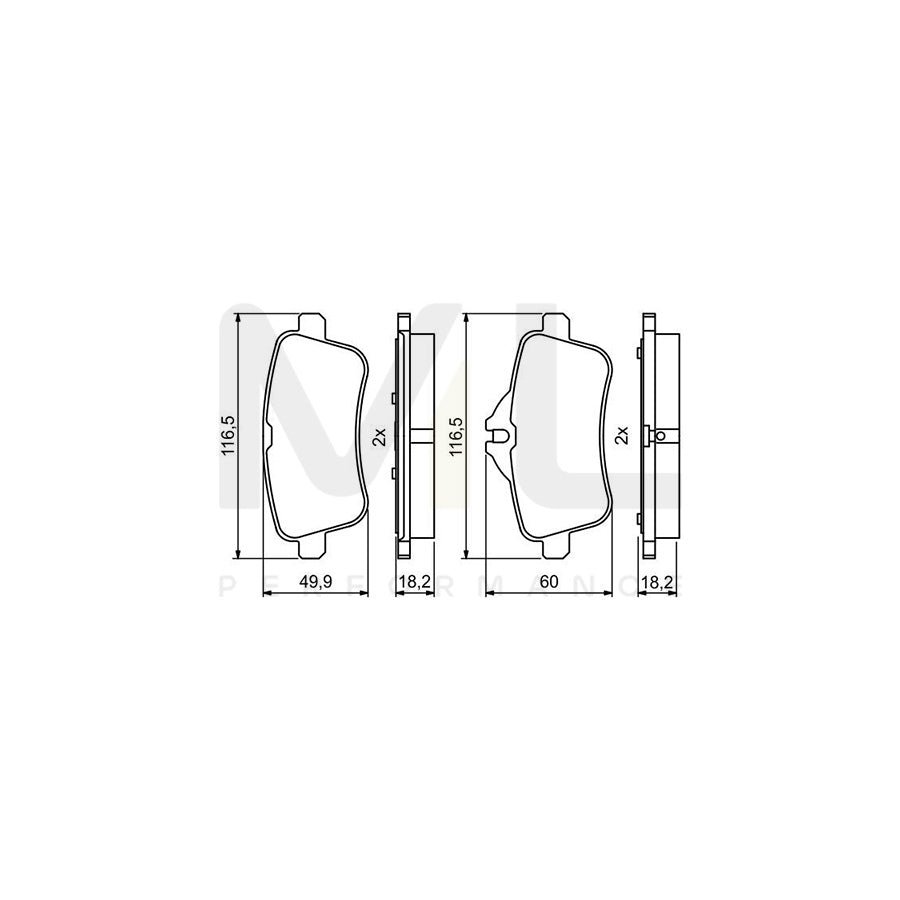 Bosch 0986495403 Brake Pad Set With Anti-Squeak Plate BP1776 | Performance Parts Direct Car Parts