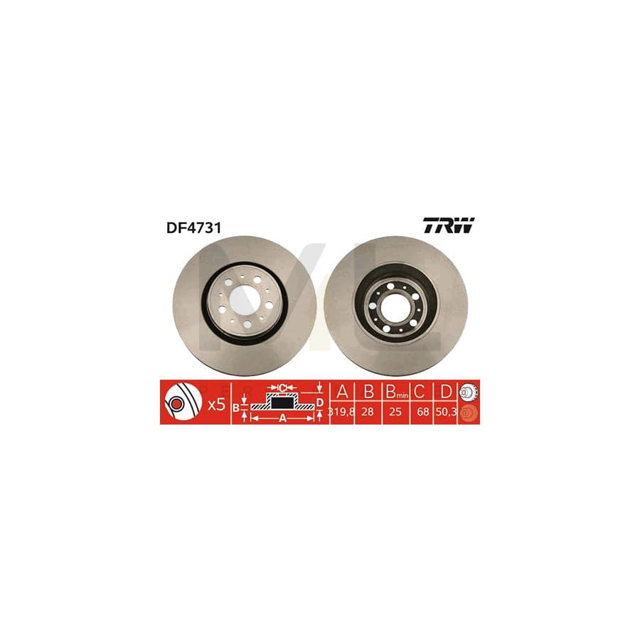 TRW DF4731 Brake Disc Vented, Painted | Performance Parts Direct Car Parts