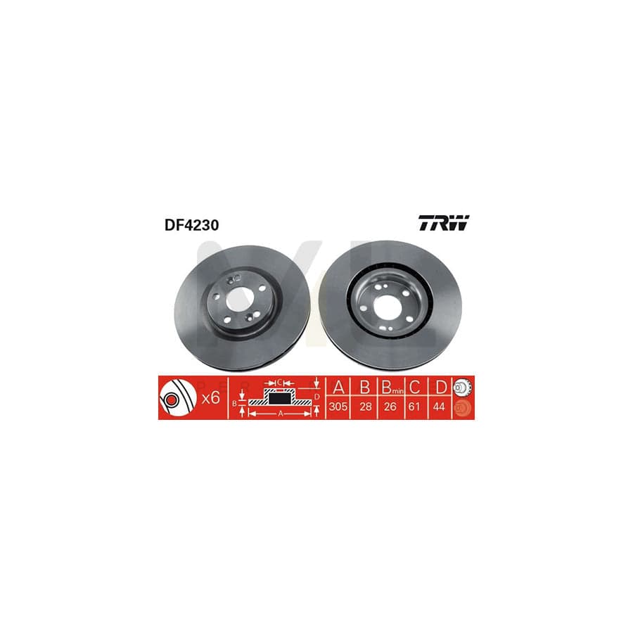 TRW DF4230 Brake Disc Vented, Painted | Performance Parts Direct Car Parts