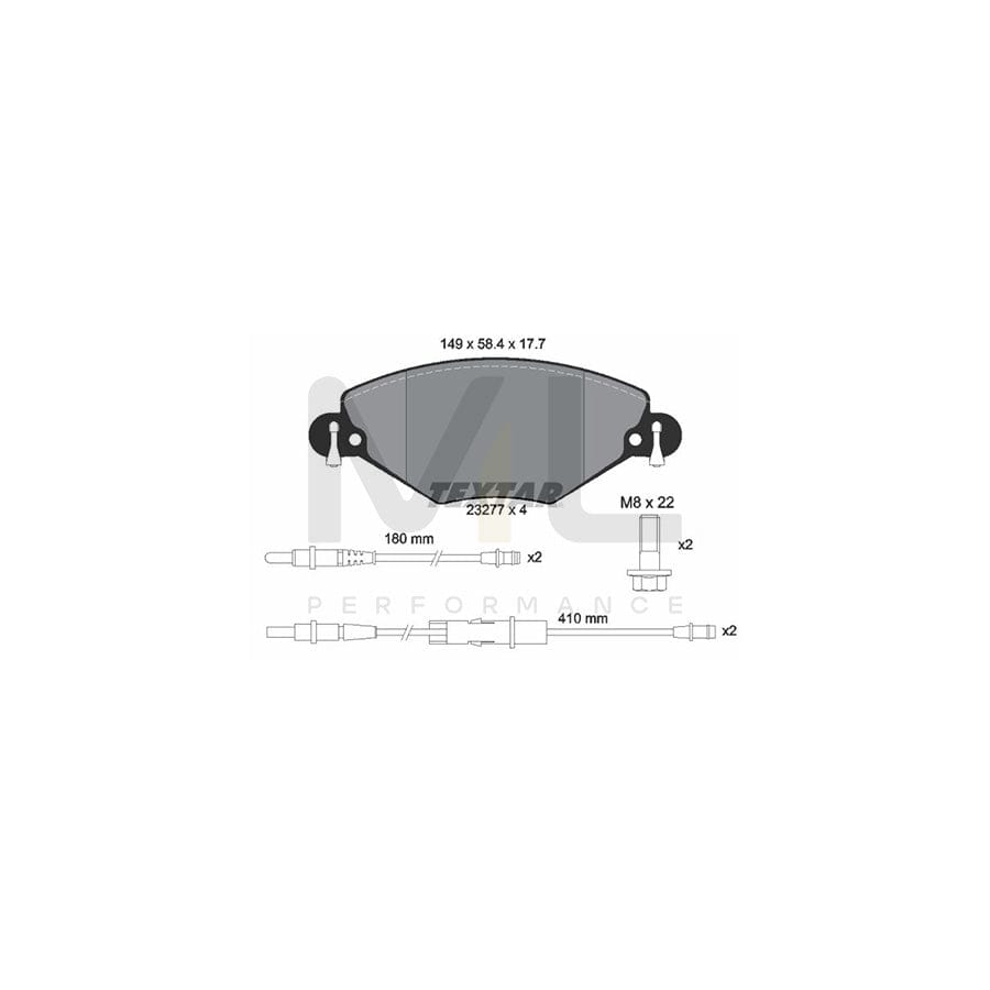 TEXTAR 2327701 Brake pad set for CITRO?N C5 incl. wear warning contact, with brake caliper screws