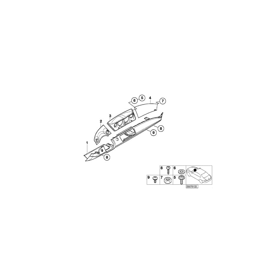Genuine BMW 51457004052 E52 Instruments Combination Covering TITANSILBER DKL (Inc. ALPINA V8 & Z8)
