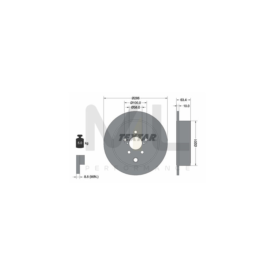 TEXTAR 92200000 Brake Disc Solid, without wheel hub, without wheel studs | Performance Parts Direct Car Parts