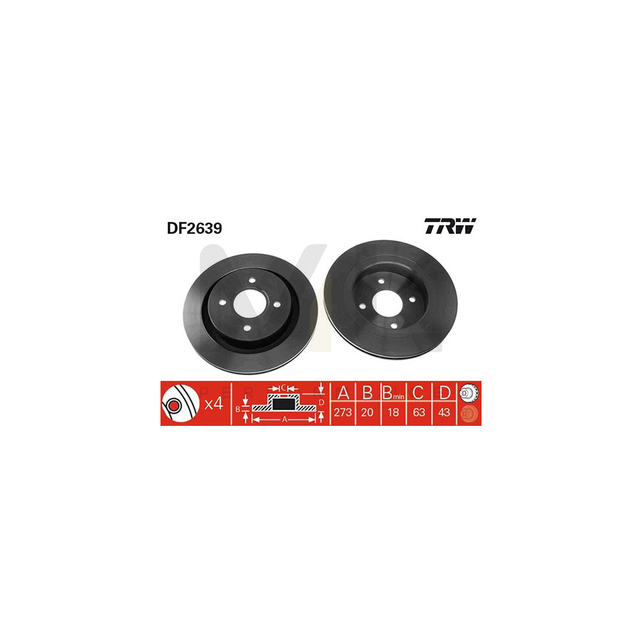 TRW DF2639 Brake Disc Vented | Performance Parts Direct Car Parts