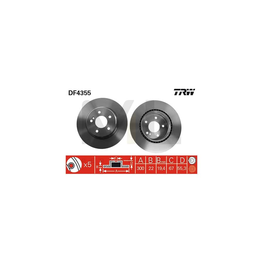 TRW DF4355 Brake Disc Vented, Painted | Performance Parts Direct Car Parts