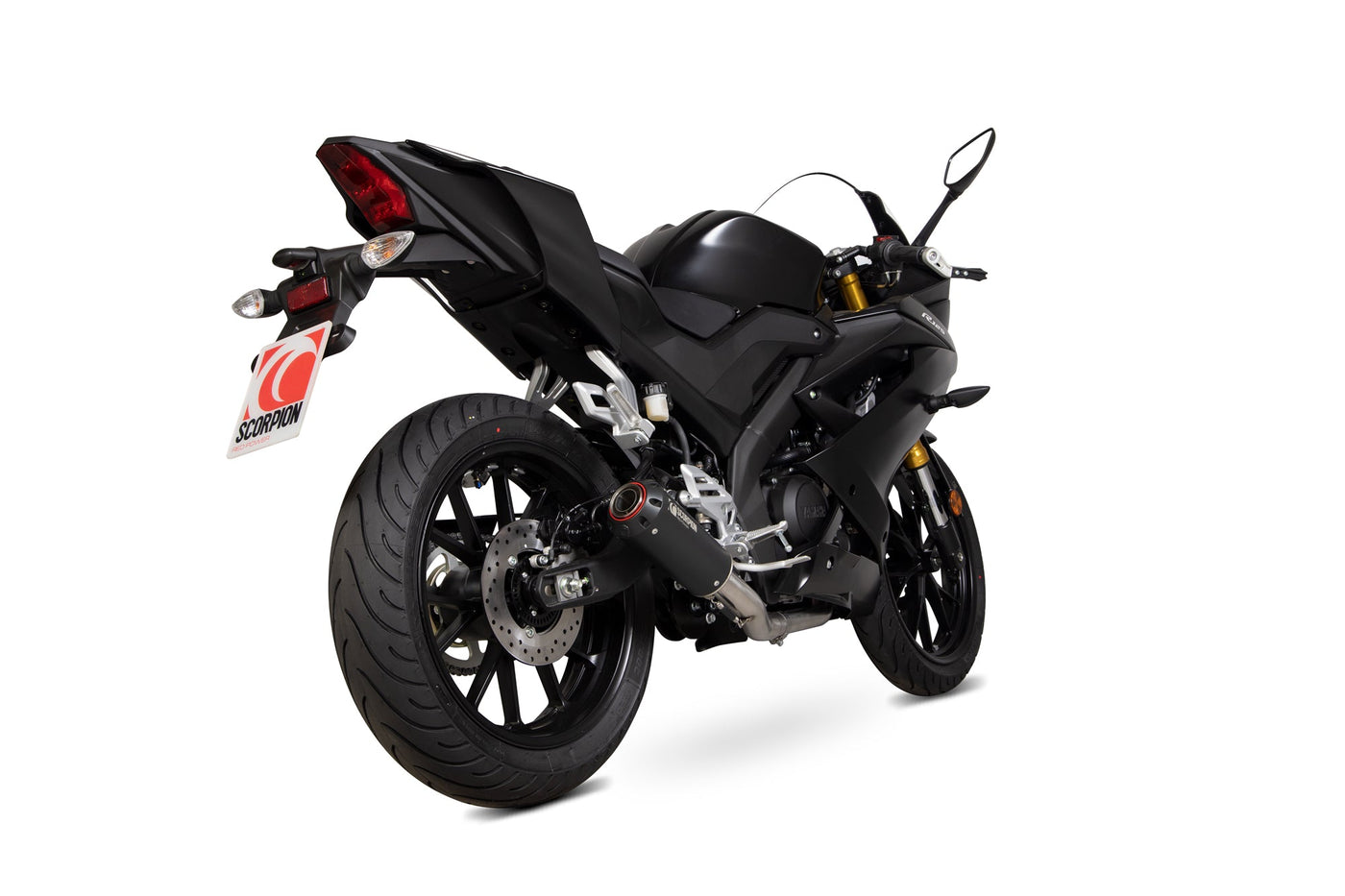 Scorpion PYA113SYSBCER Yamaha YZF-R125 Red Power Full System - Black Ceramic Coated Sleeve | UK