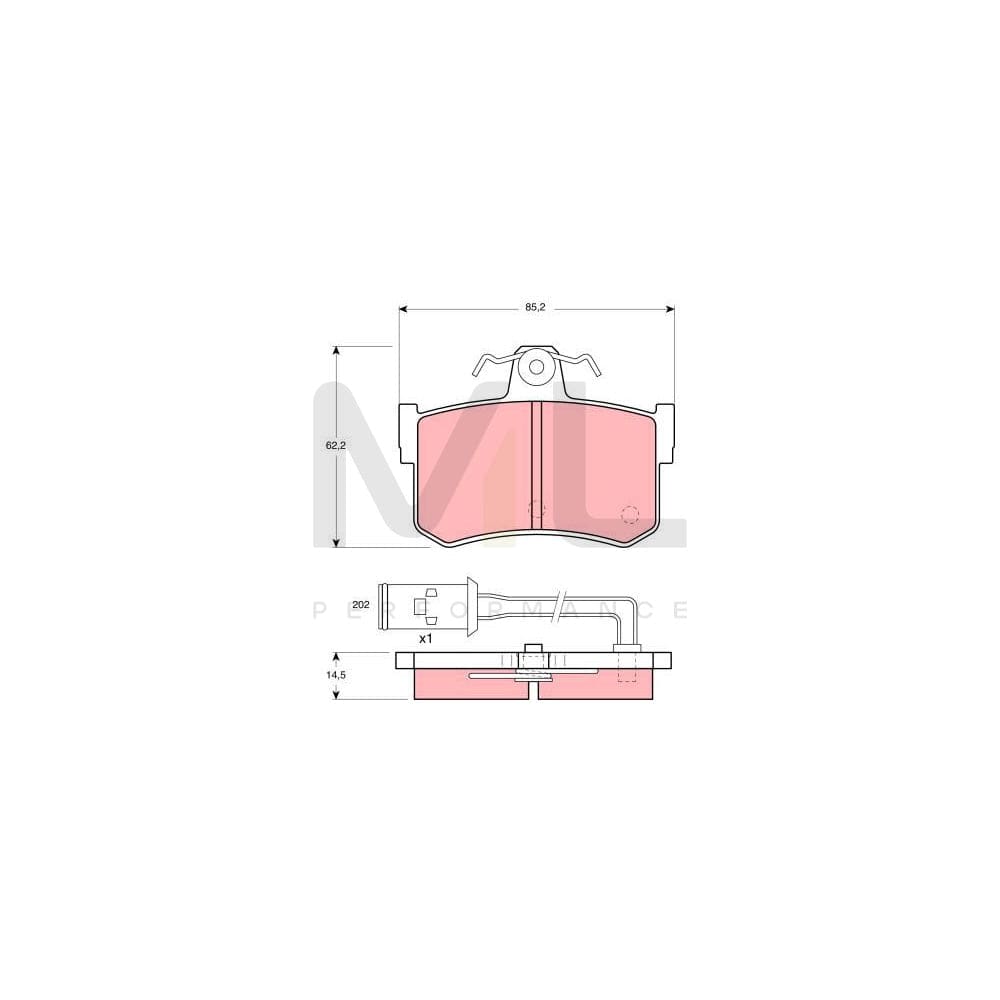 TRW Gdb486 Brake Pad Set Incl. Wear Warning Contact, With Brake Caliper Screws, With Accessories | Performance Parts Direct Car Parts