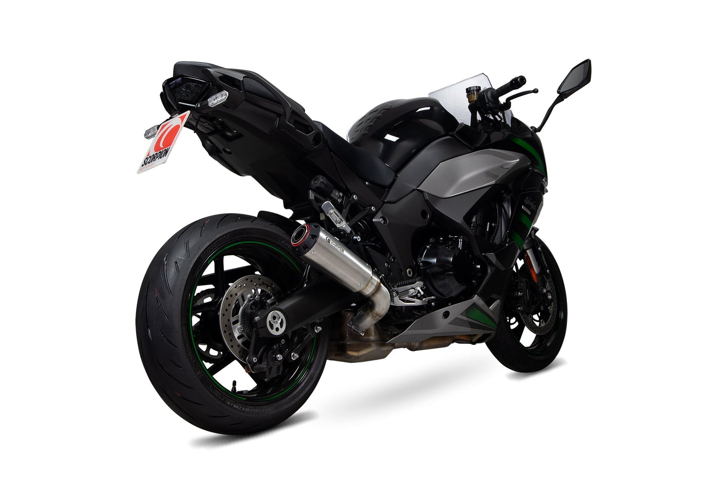 Scorpion PKA137SEO Kawasaki Ninja 1000 SX Red Power Slip-On - Brushed Stainless Steel Sleeve. Fits with panniers | UK