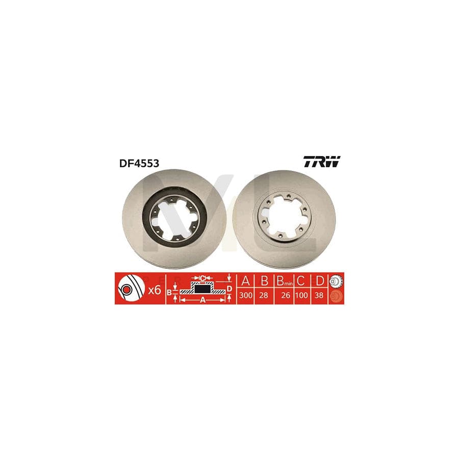 TRW DF4553 Brake Disc Vented, Painted | Performance Parts Direct Car Parts