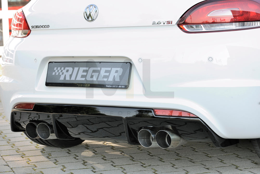 Rieger 00088085 VW 13 Mk3 Scirocco Rear Diffuser for Twin Tailpipe Left & Right - Glossy Black