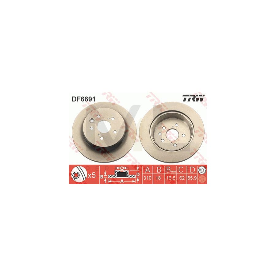 TRW DF6691 Brake Disc Vented, Painted | Performance Parts Direct Car Parts