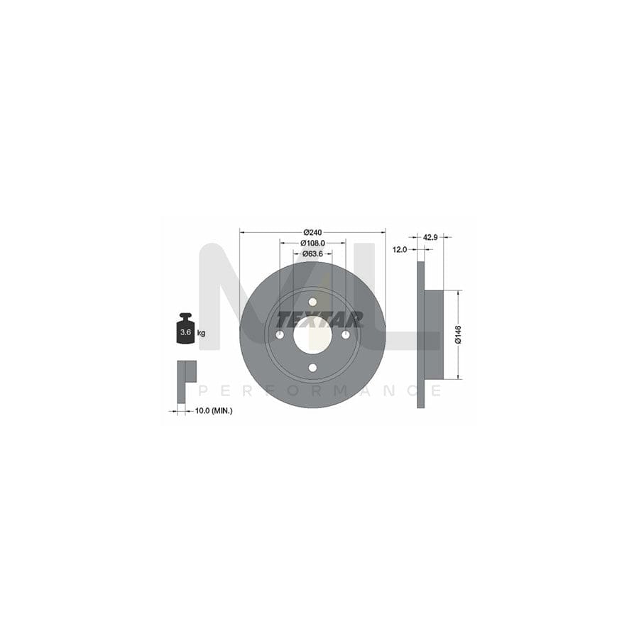 TEXTAR 92075300 Brake Disc Solid, without wheel hub, without wheel studs | Performance Parts Direct Car Parts
