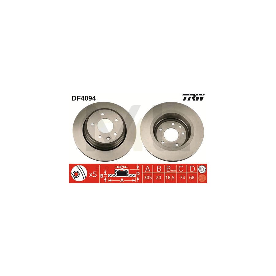 TRW DF4094 Brake Disc Vented, Painted | Performance Parts Direct Car Parts