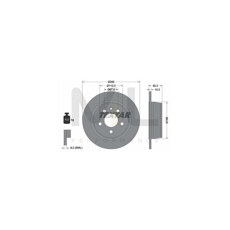 TEXTAR 92074500 Brake Disc Solid, without wheel hub, without wheel studs | Performance Parts Direct Car Parts