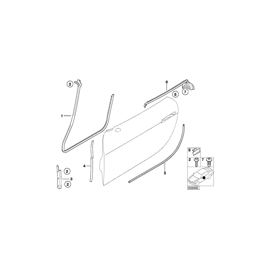 Genuine BMW 51718236802 E52 Rail, Column A Right (Inc. ALPINA V8 & Z8)