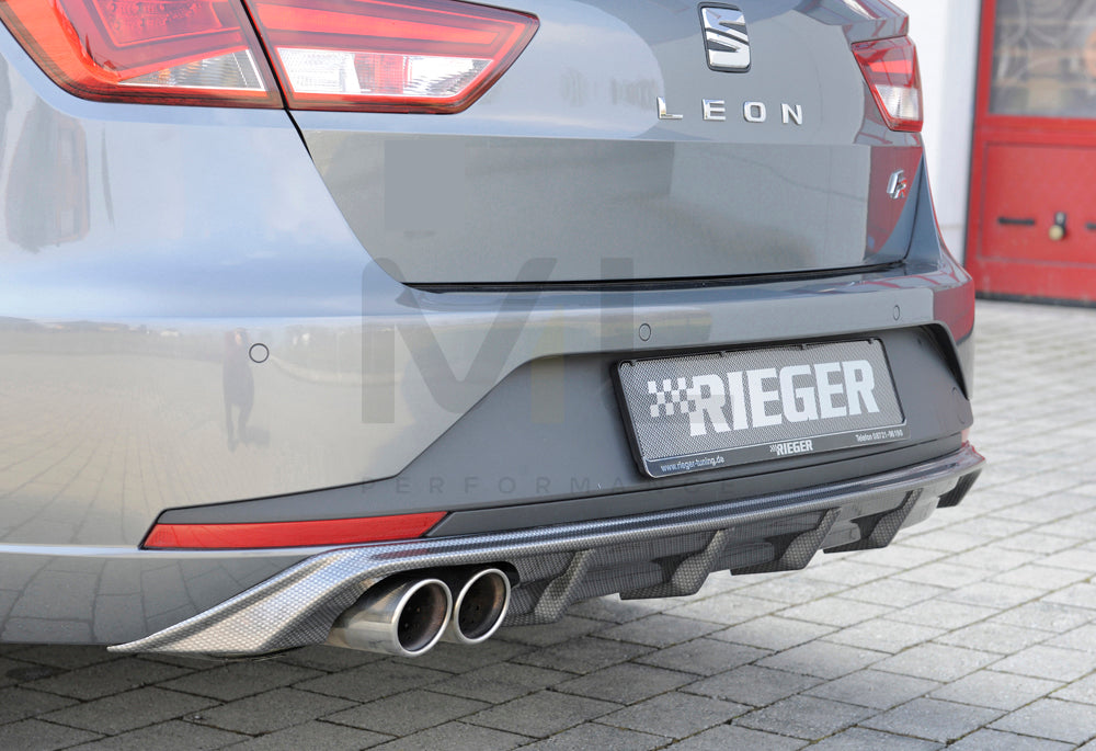 Rieger 00099284 SEAT 5F Leon FR Rear Diffuser for Twin Tailpipe Left - Carbon-Look