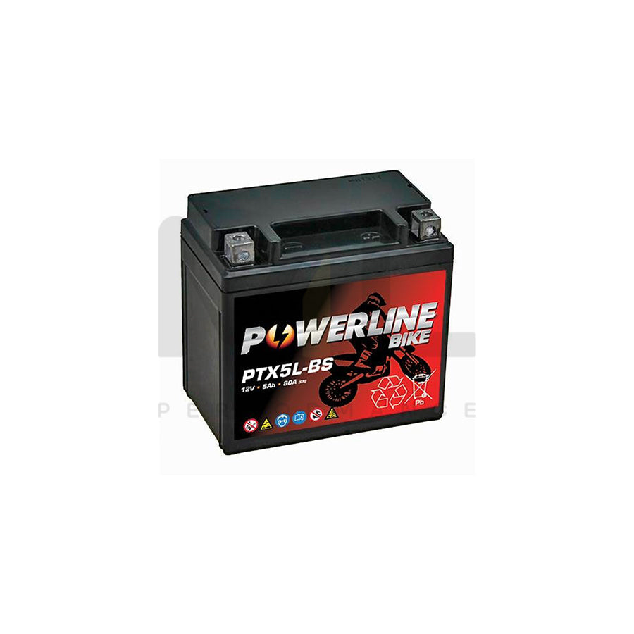 Powerline PTX5L-BS Motorcycle Battery 12V 5Ah